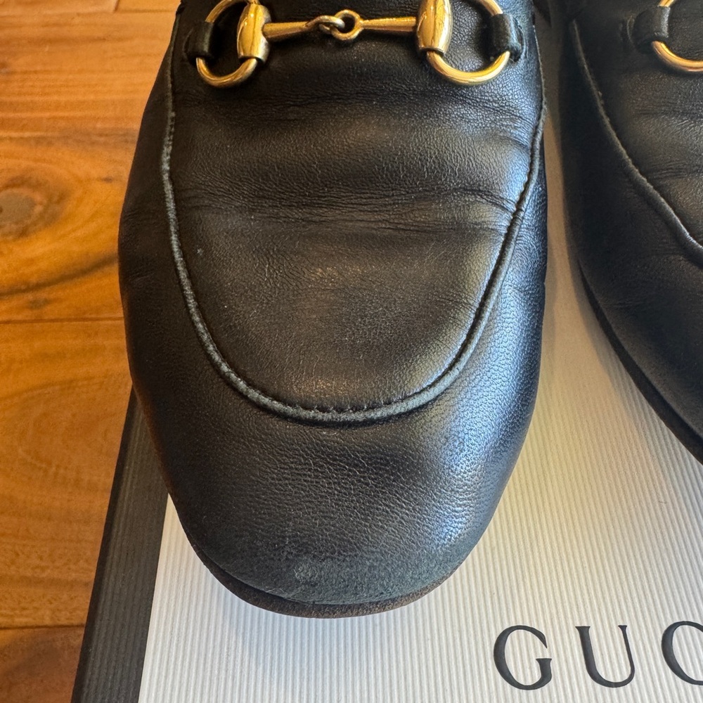 Gucci women’s AGNELLO PLONGE loafer Black Leather Horsebit Loafers - Picture 4 of 14